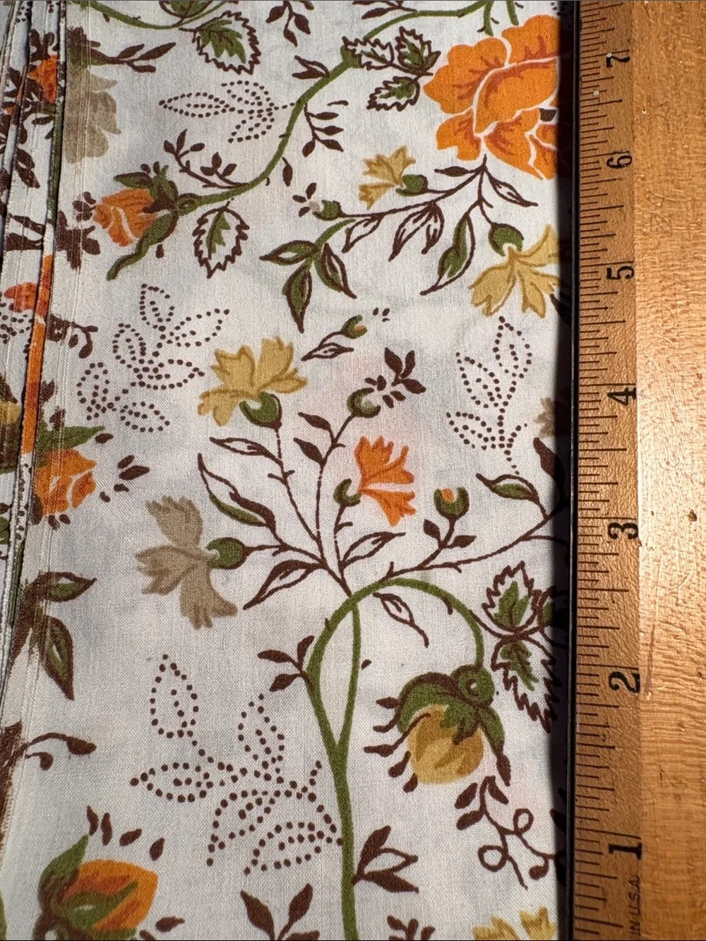 Vintage JCPenney Floral Cotton Full flat sheet in WhiteOrange & Green Blooms RR
